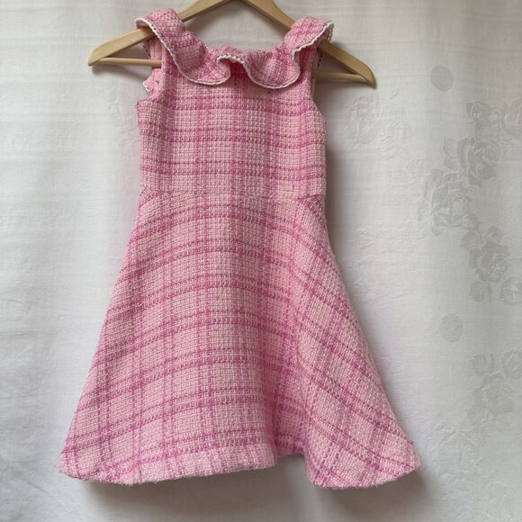 Janie and Jack Tops - Janie and Jack Pink Plaid Tweed Dress Girls Size 7 Party